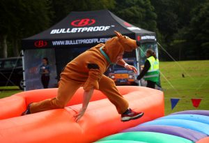 Running across an inflatable at a charity event