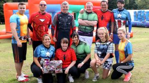 A Superheroes fancy dressed It’s A Knockout team